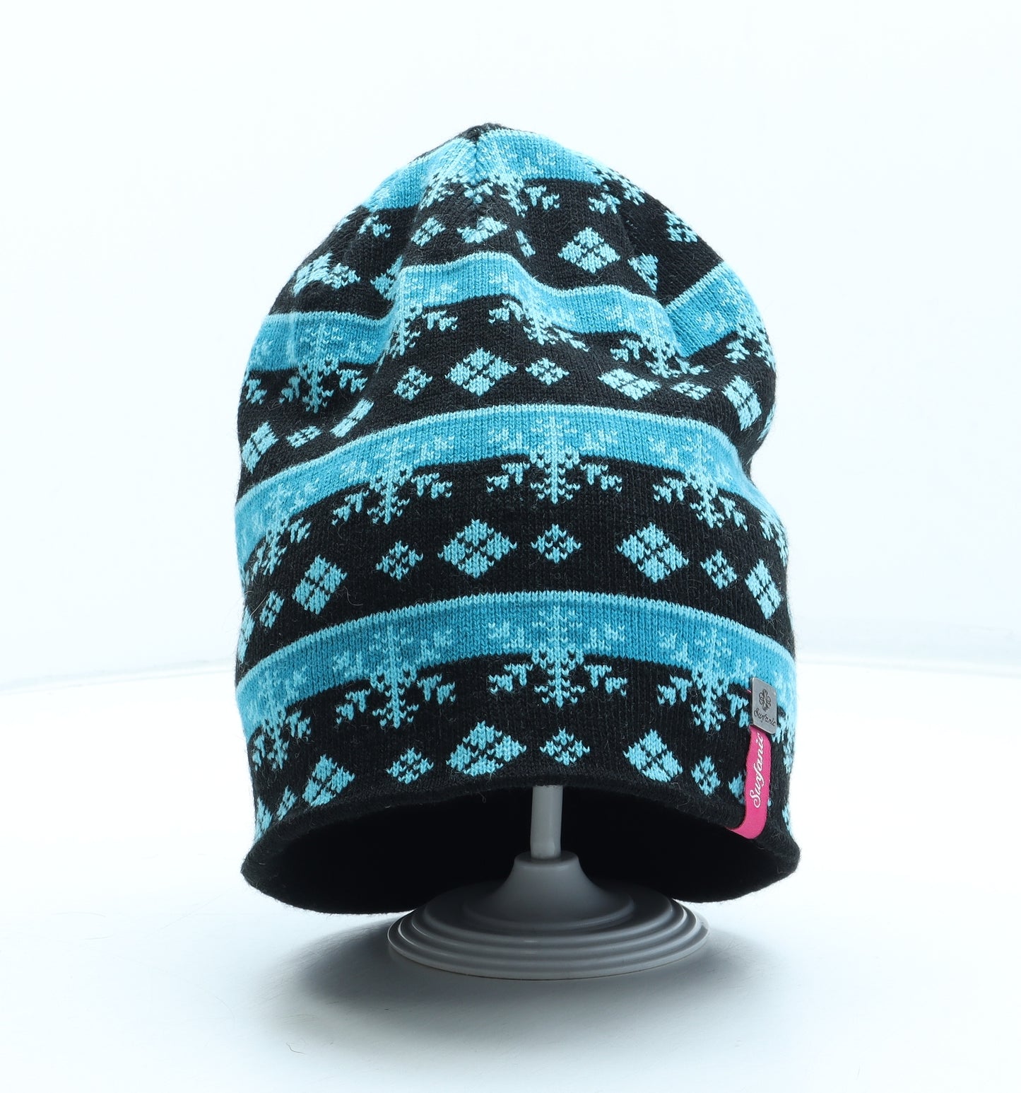 Surfanic Mens Blue Fair Isle Acrylic Beanie One Size