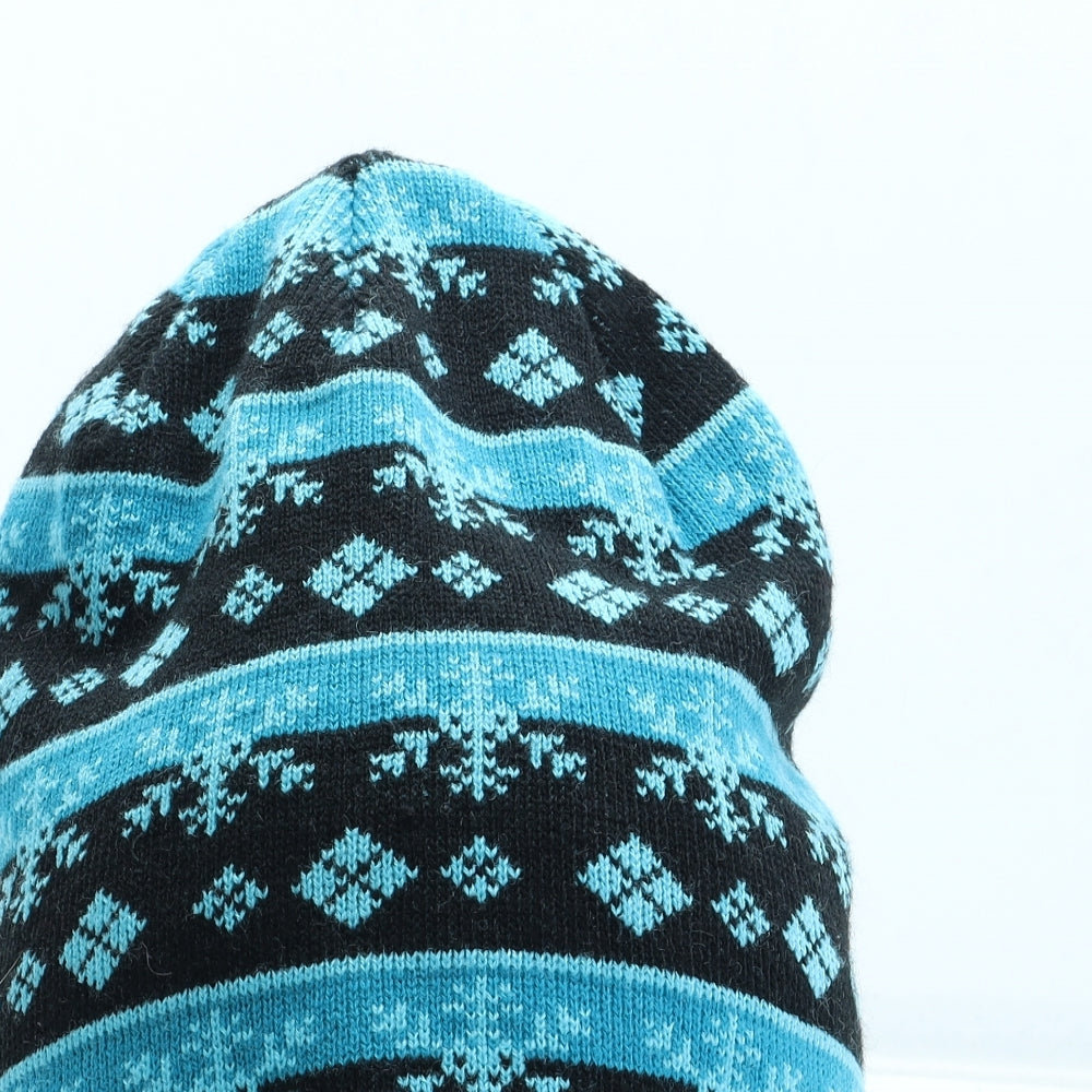 Surfanic Mens Blue Fair Isle Acrylic Beanie One Size