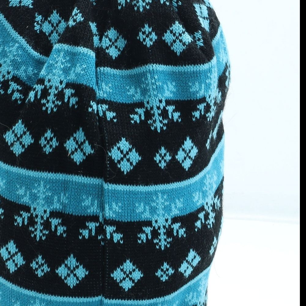 Surfanic Mens Blue Fair Isle Acrylic Beanie One Size