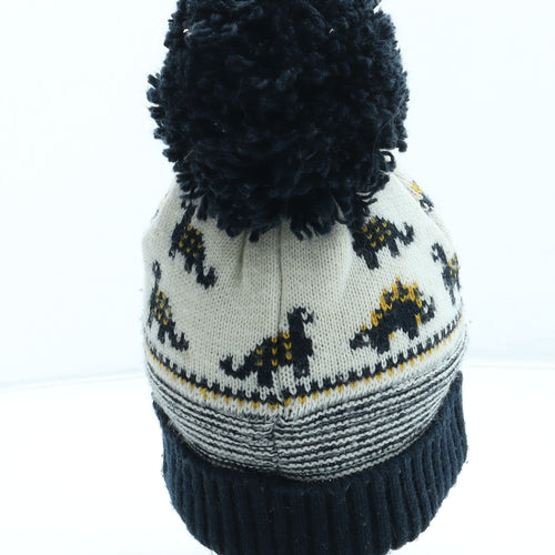 George Boys Multicoloured Geometric Acrylic Bobble Hat Size S - Dinosaur Pattern Size 6-12 Months