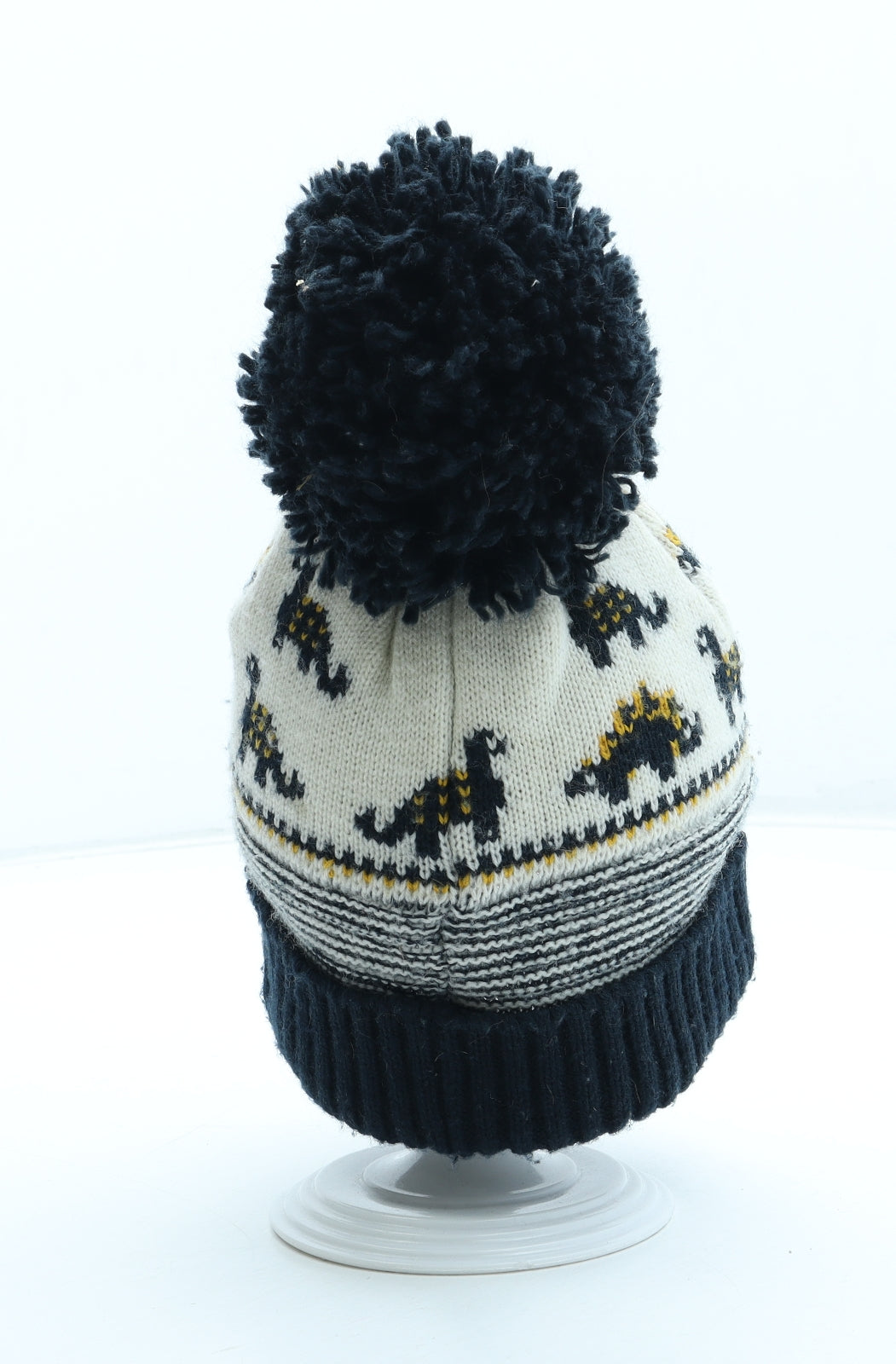 George Boys Multicoloured Geometric Acrylic Bobble Hat Size S - Dinosaur Pattern Size 6-12 Months