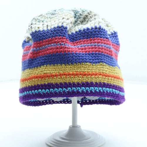 Preworn Womens Multicoloured Colourblock Acrylic Beanie One Size