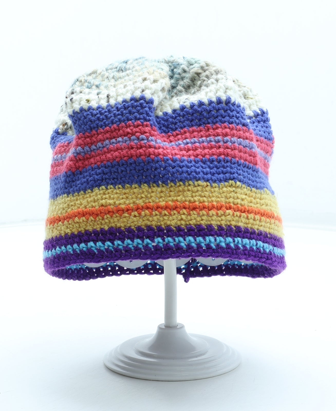 Preworn Womens Multicoloured Colourblock Acrylic Beanie One Size