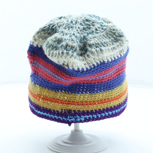 Preworn Womens Multicoloured Colourblock Acrylic Beanie One Size