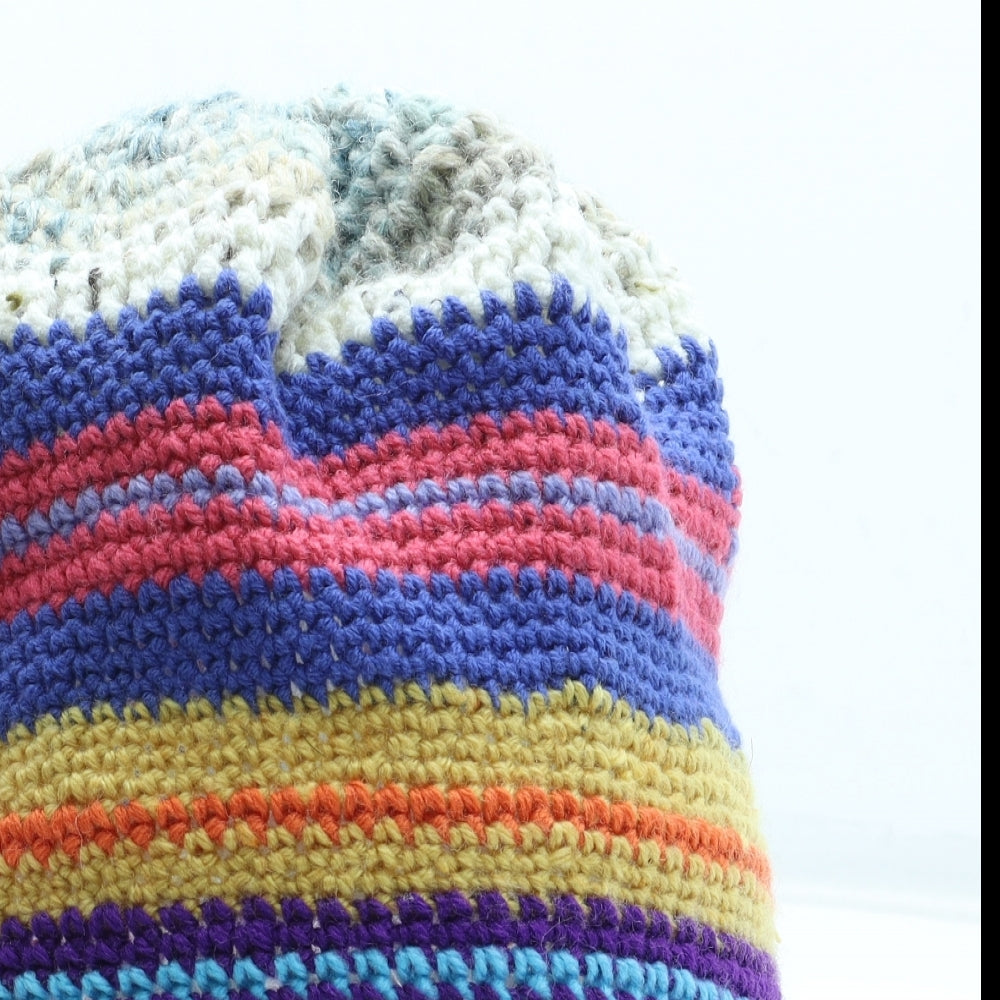 Preworn Womens Multicoloured Colourblock Acrylic Beanie One Size