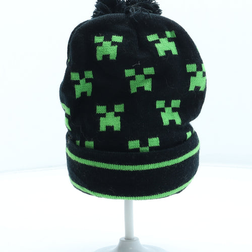 Minecraft Boys Black Geometric Acrylic Bobble Hat Size S