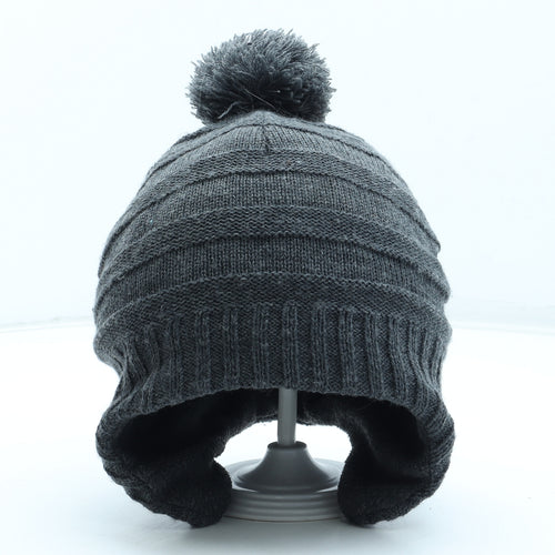 H&M Boys Grey Acrylic Bobble Hat Size S - Size 4-8 years