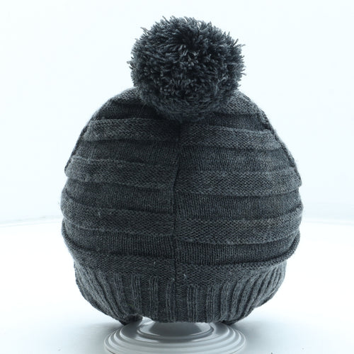 H&M Boys Grey Acrylic Bobble Hat Size S - Size 4-8 years