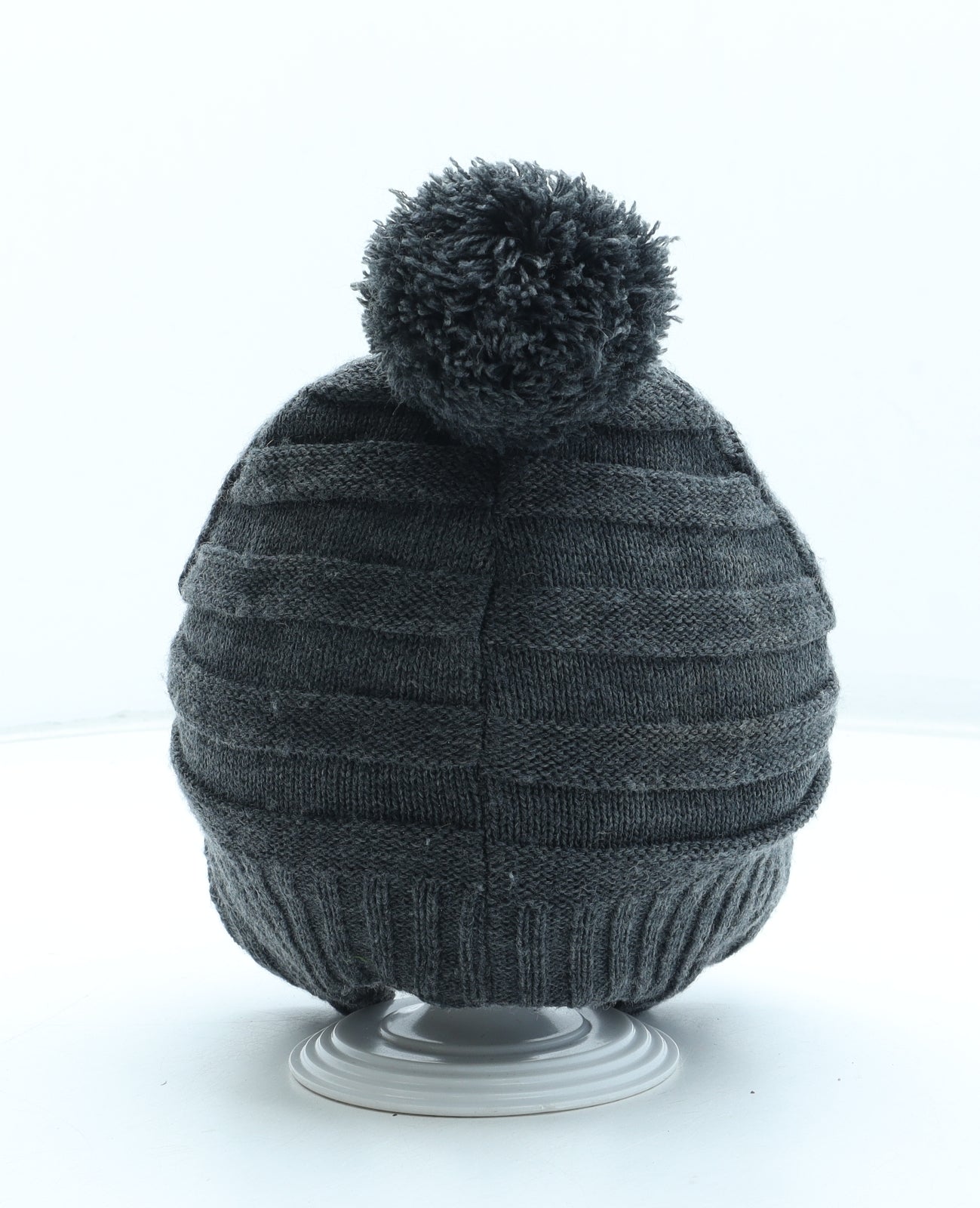 H&M Boys Grey Acrylic Bobble Hat Size S - Size 4-8 years