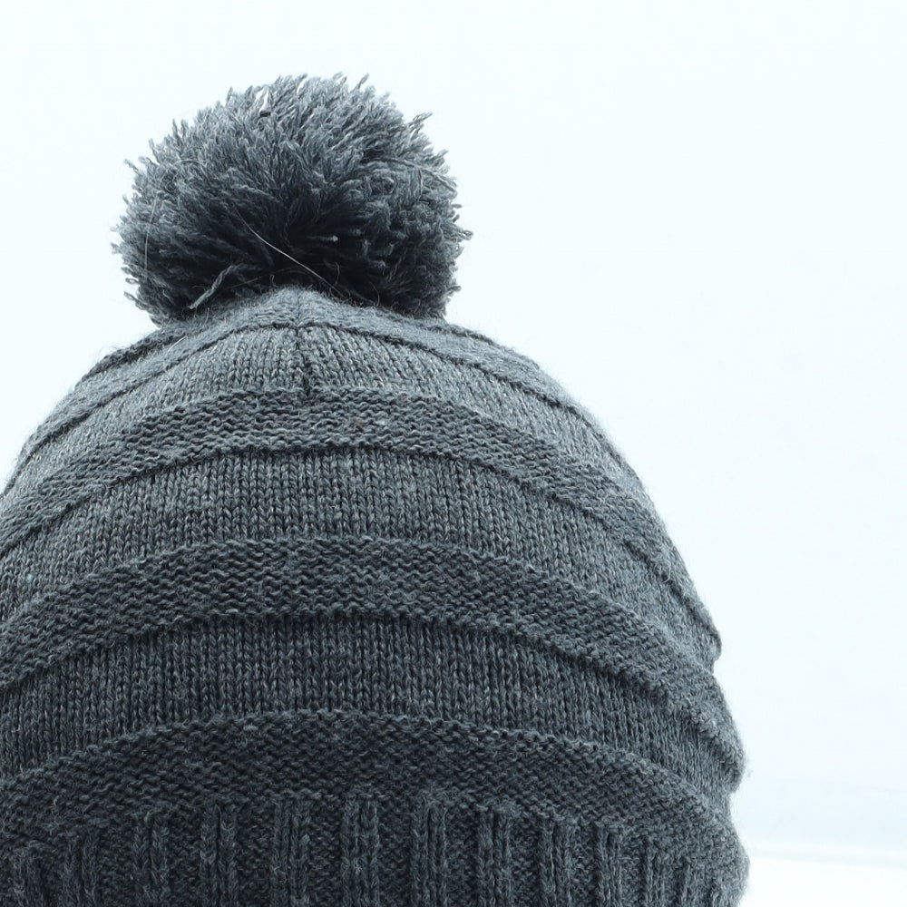 H&M Boys Grey Acrylic Bobble Hat Size S - Size 4-8 years