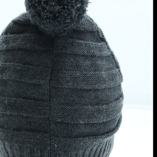 H&M Boys Grey Acrylic Bobble Hat Size S - Size 4-8 years