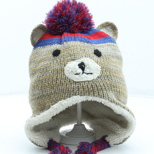 Nutmeg Boys Multicoloured Acrylic Winter Hat Size S - Bear Detail Size 10-13 Years