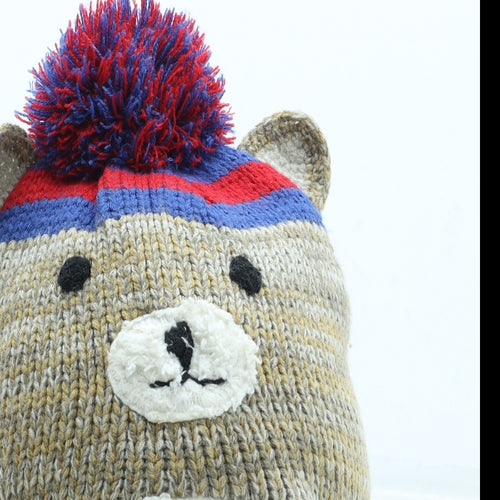 Nutmeg Boys Multicoloured Acrylic Winter Hat Size S - Bear Detail Size 10-13 Years