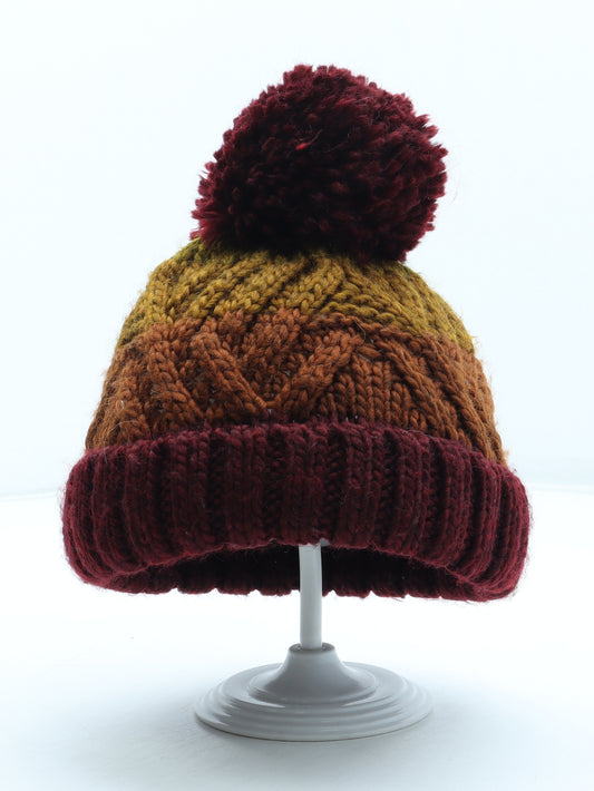 TU Girls Multicoloured Colourblock Acrylic Bobble Hat One Size - Size 6-9 Years