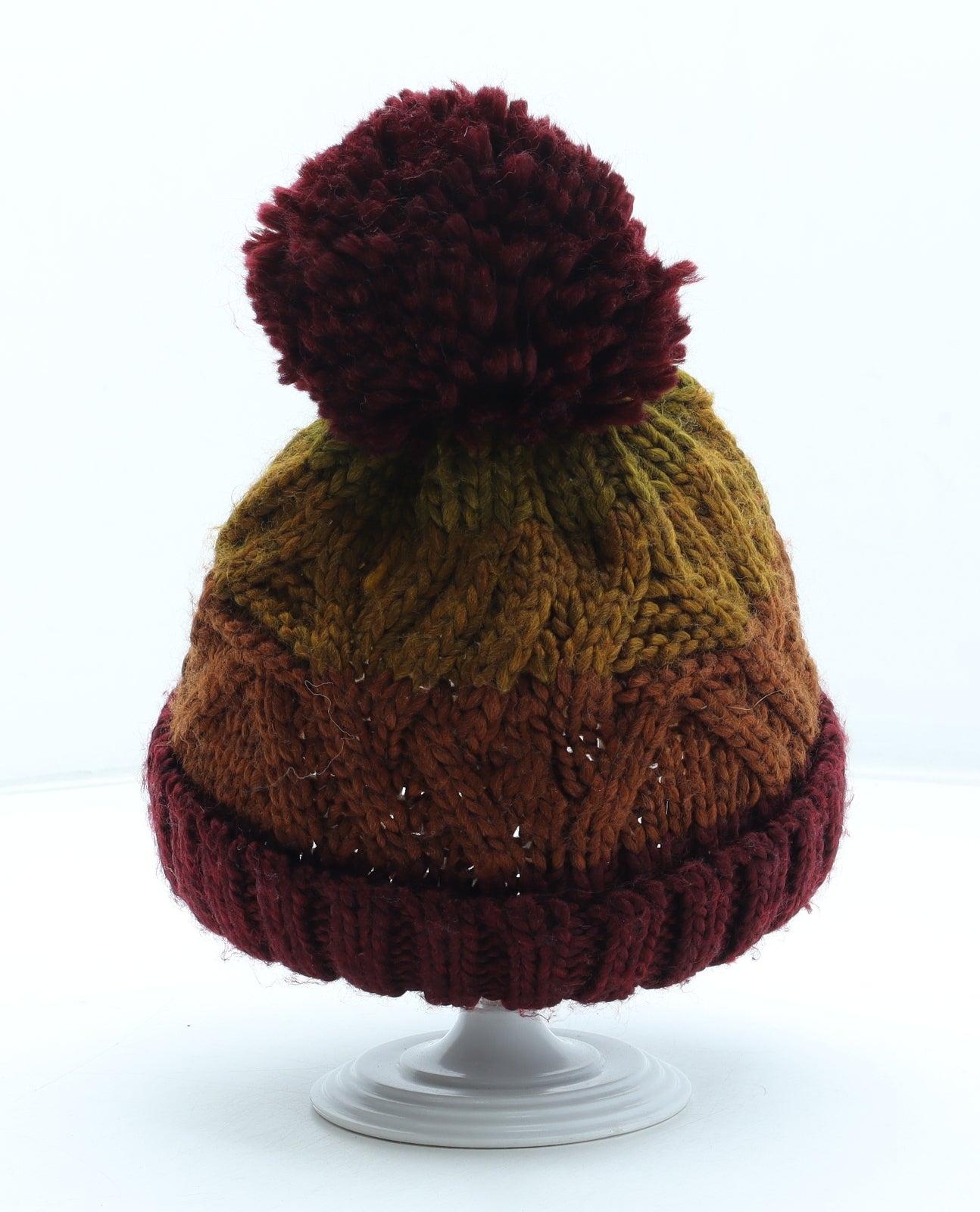 TU Girls Multicoloured Colourblock Acrylic Bobble Hat One Size - Size 6-9 Years