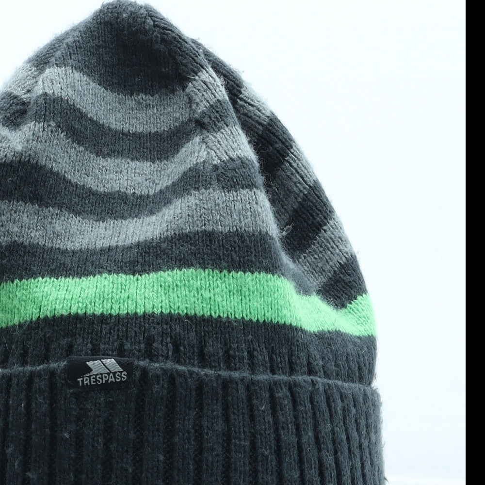 Trespass Mens Grey Striped Acrylic Beanie One Size