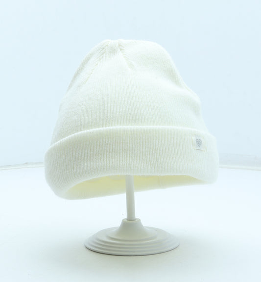 George Girls White Acrylic Beanie Size S - Size 4-8 years