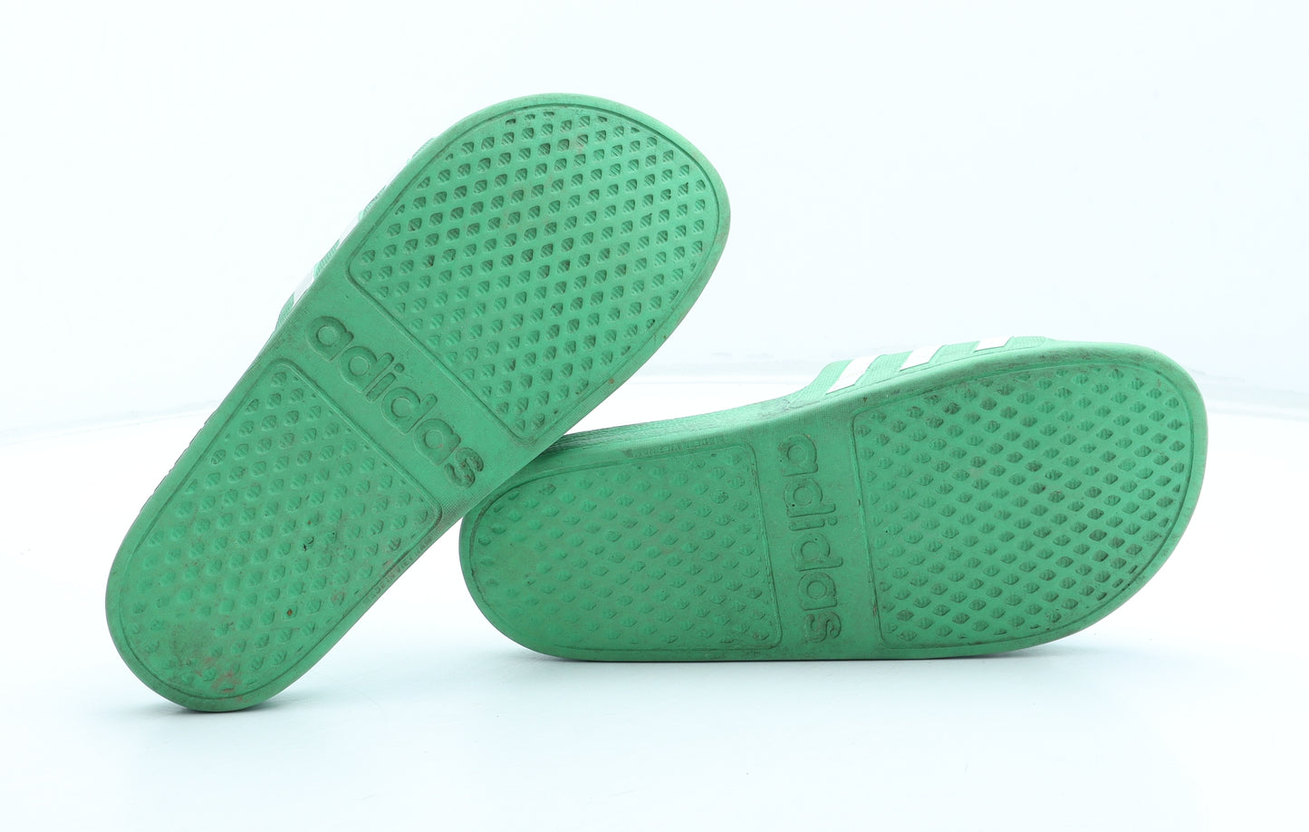adidas Womens Green Striped Rubber Slip On Sandal UK