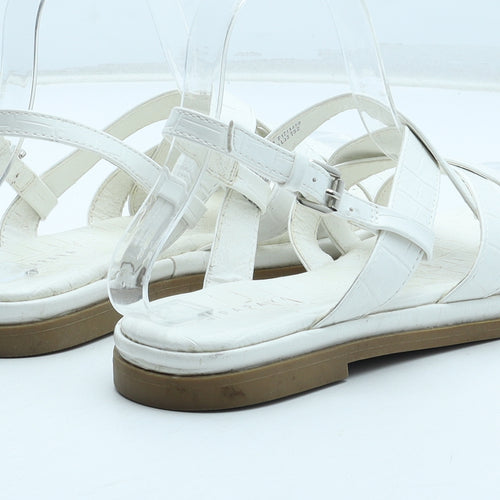 Papaya Womens White Polyurethane Slingback Sandal UK - Croc Texture