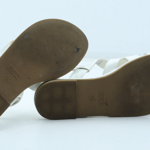 Papaya Womens White Polyurethane Slingback Sandal UK - Croc Texture