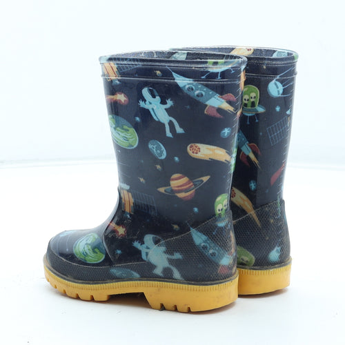 Memphis Boys Multicoloured Geometric Rubber Wellies Boot UK 5.5 23 - Space Rocket Pattern