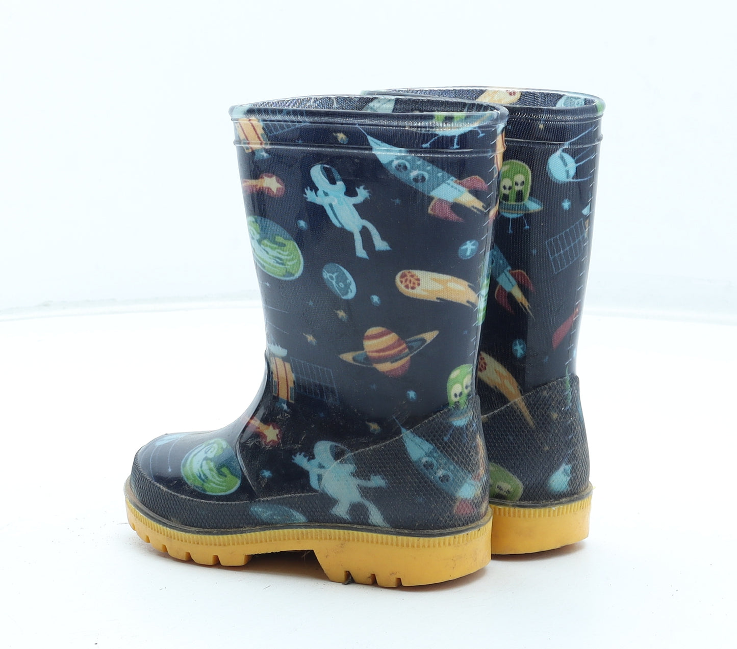 Memphis Boys Multicoloured Geometric Rubber Wellies Boot UK 5.5 23 - Space Rocket Pattern