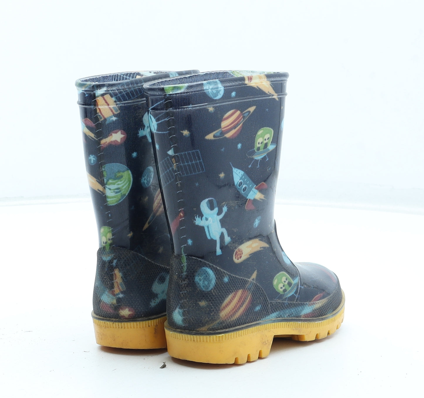 Memphis Boys Multicoloured Geometric Rubber Wellies Boot UK 5.5 23 - Space Rocket Pattern