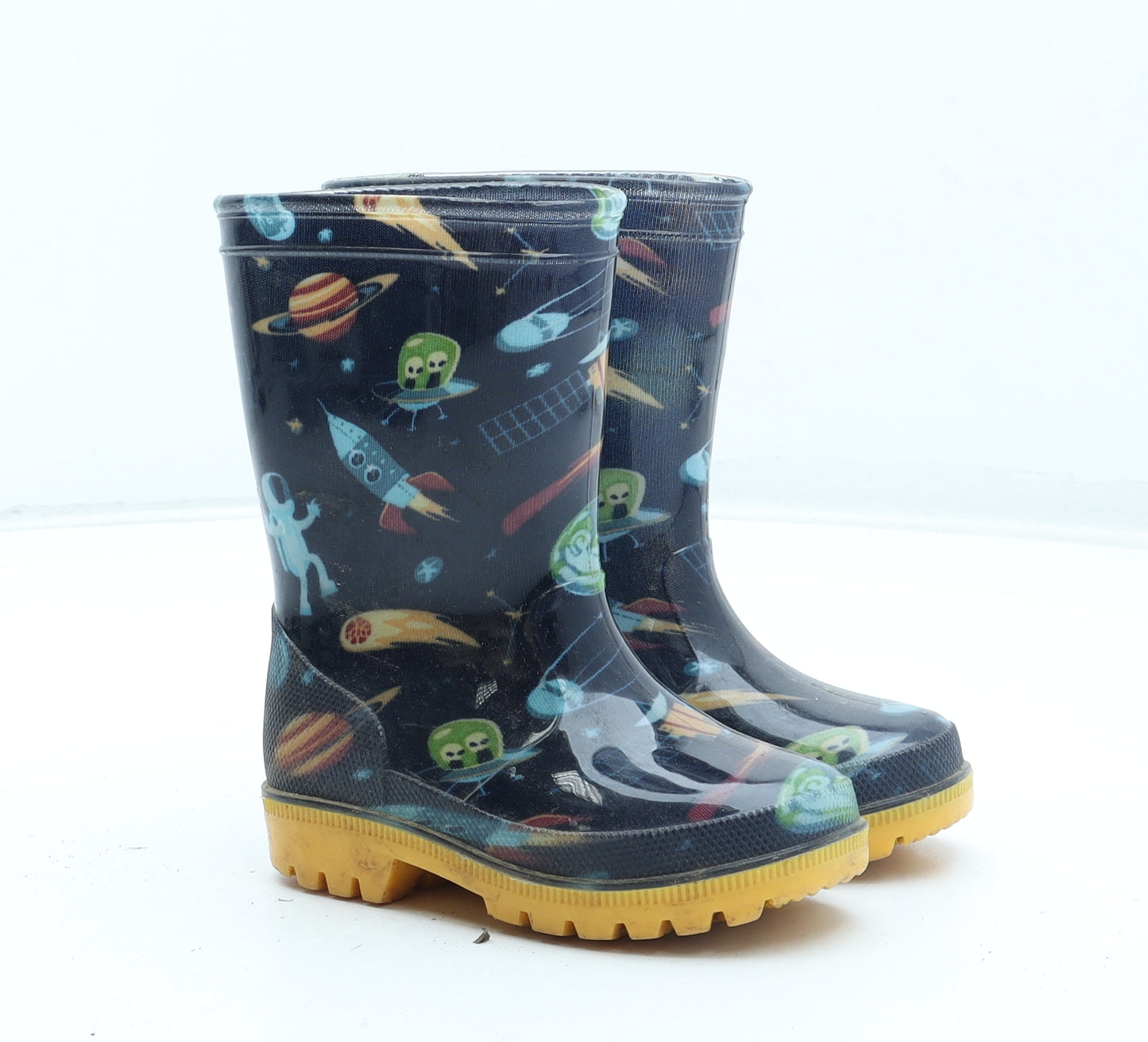 Memphis Boys Multicoloured Geometric Rubber Wellies Boot UK 5.5 23 - Space Rocket Pattern