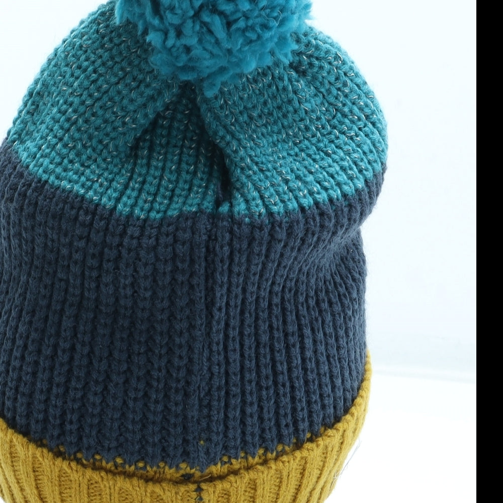 Marks and Spencer Boys Multicoloured Colourblock Acrylic Bobble Hat One Size - Size 6-10 years