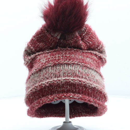 Maya Womens Red Acrylic Bobble Hat One Size