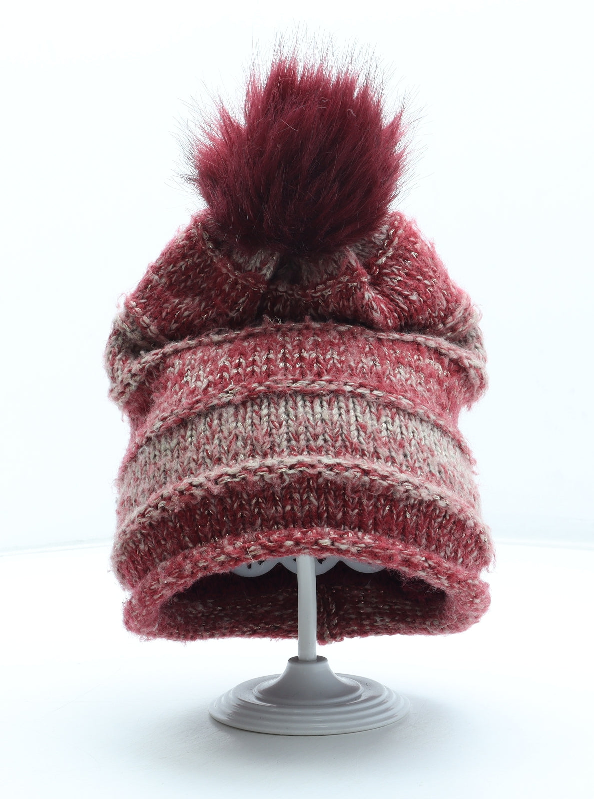 Maya Womens Red Acrylic Bobble Hat One Size