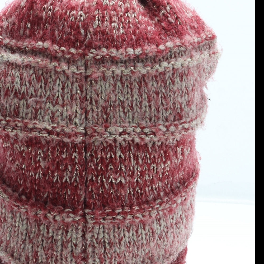 Maya Womens Red Acrylic Bobble Hat One Size