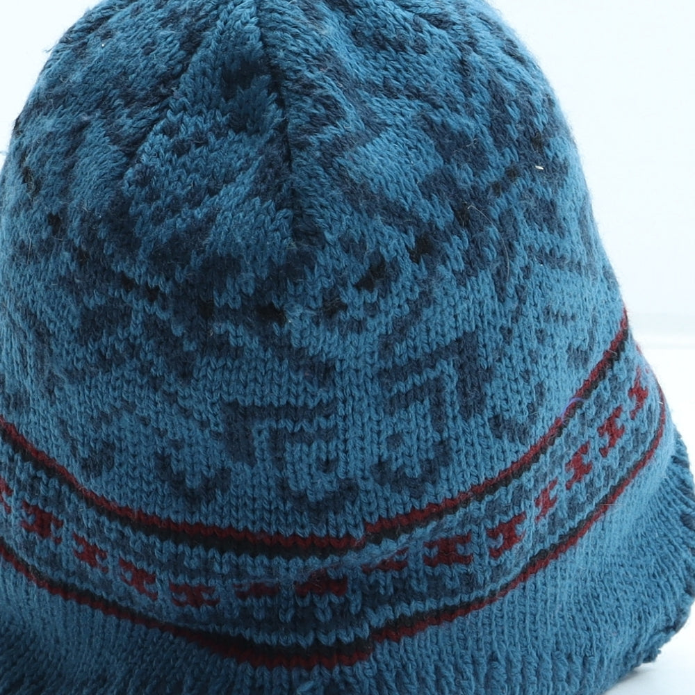 Preworn Boys Blue Fair Isle Acrylic Winter Hat Size S