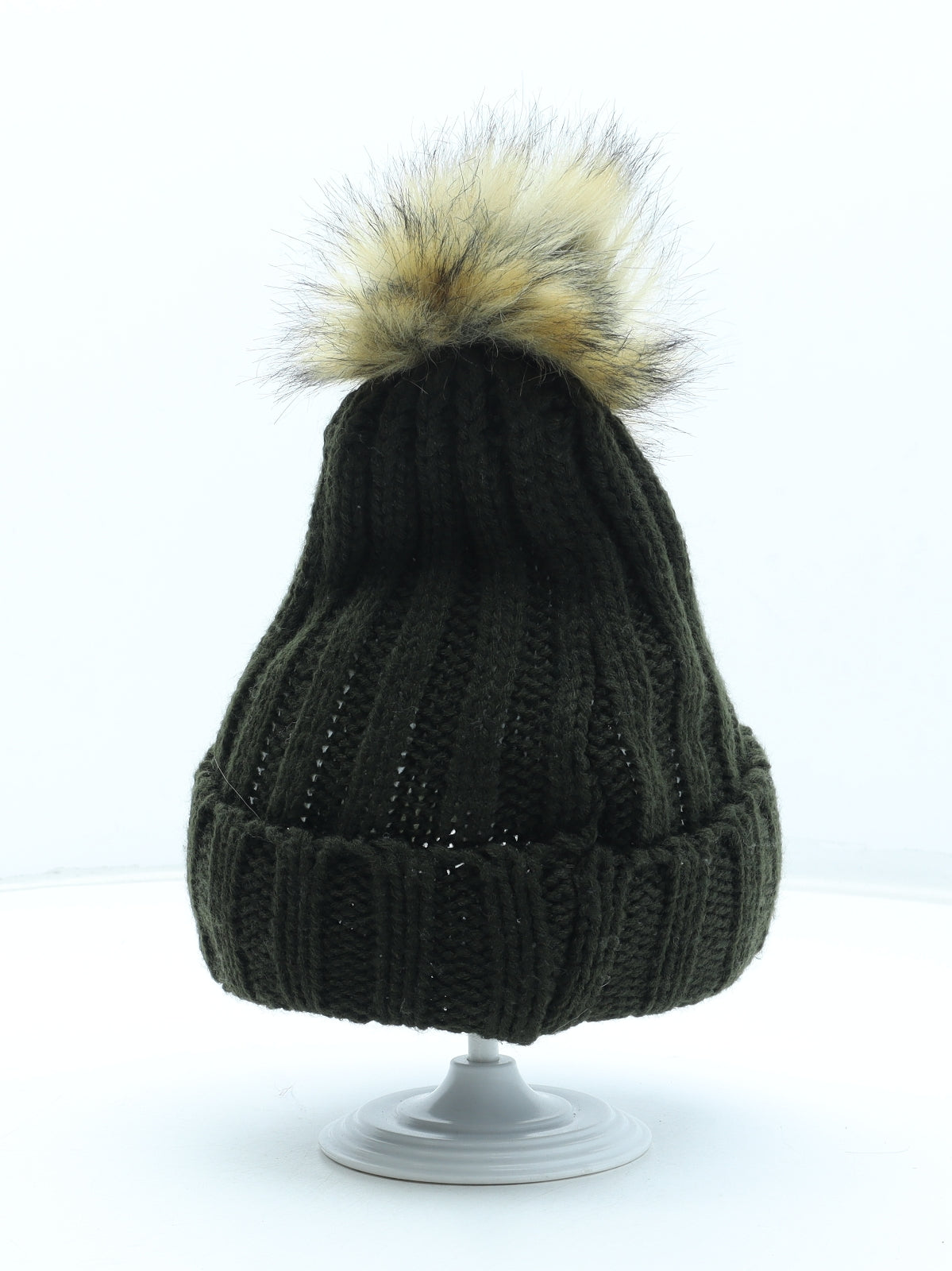 Atmosphere Womens Green Acrylic Bobble Hat One Size