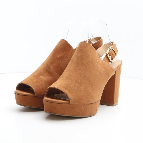 Papaya Womens Brown Suede Slingback Heel UK