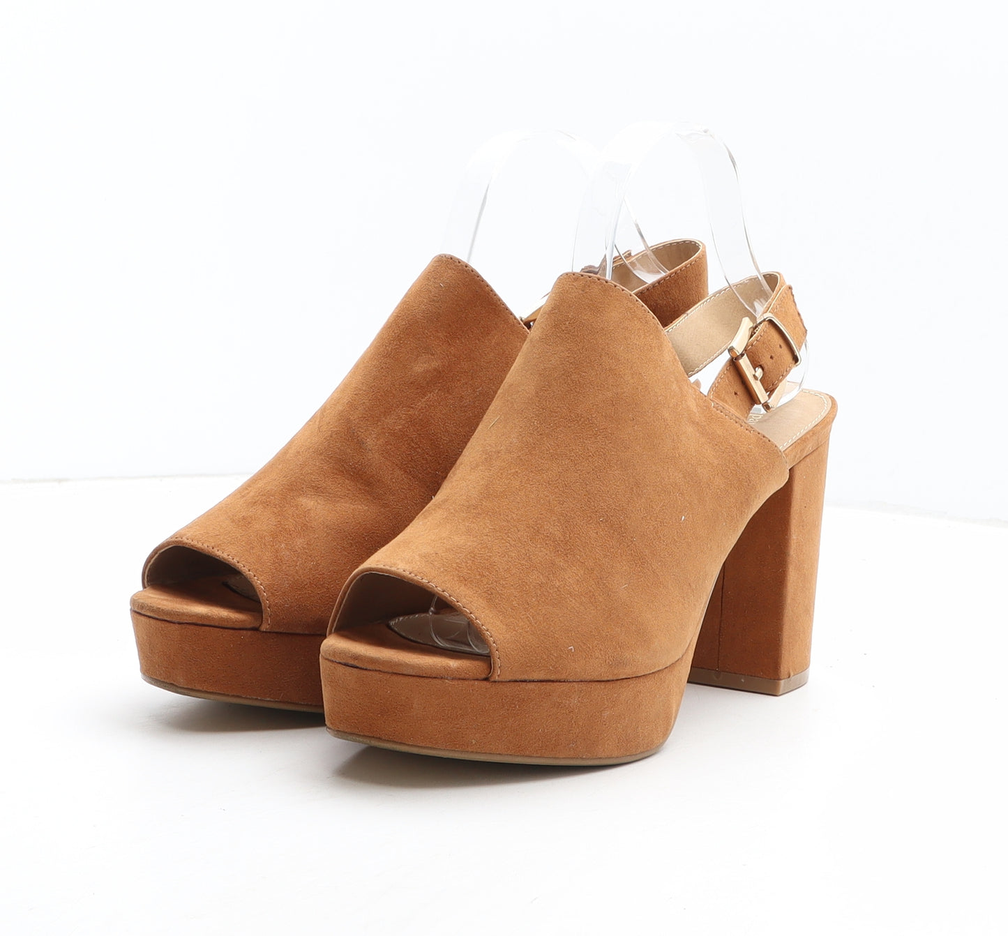 Papaya Womens Brown Suede Slingback Heel UK