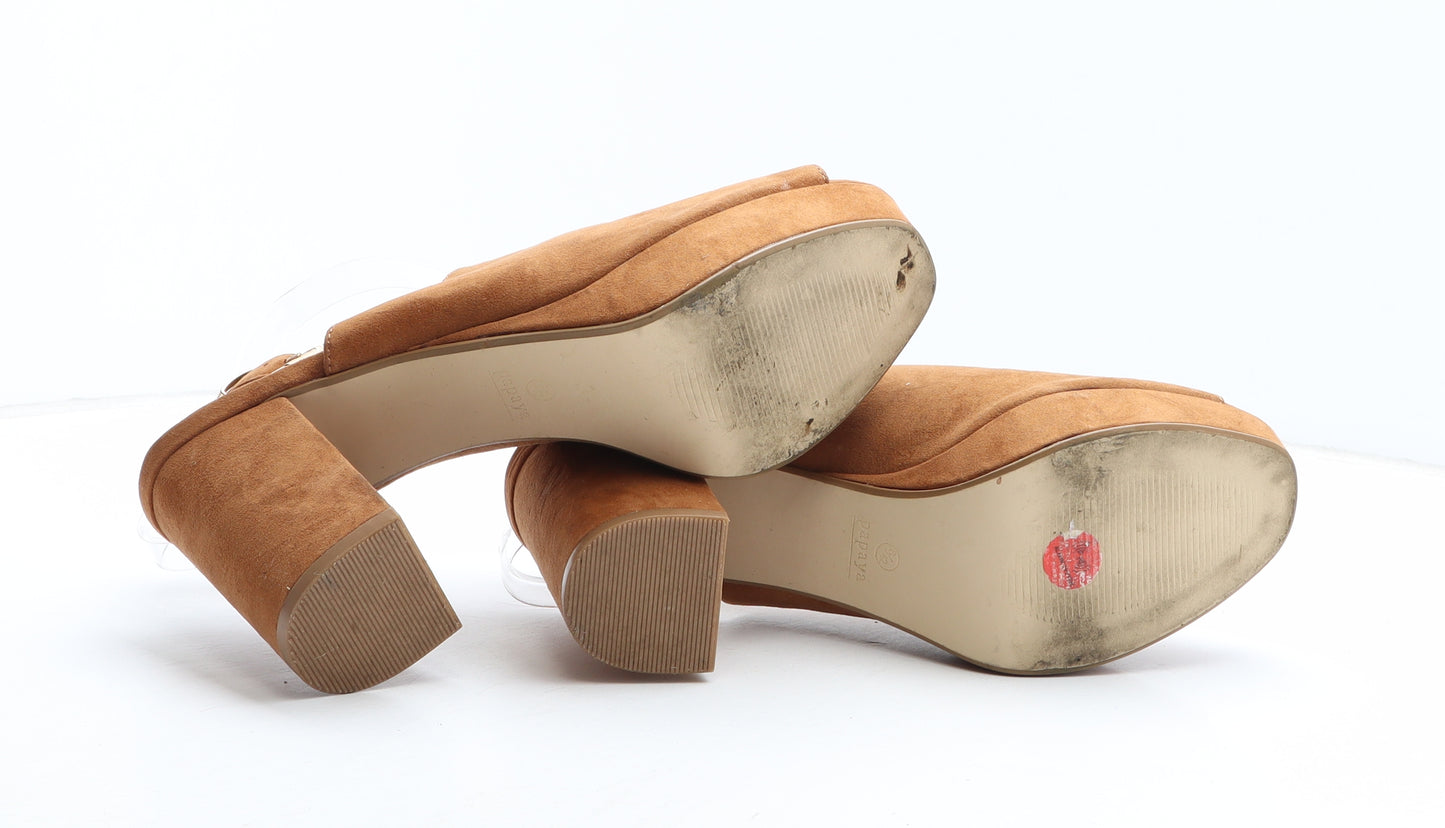 Papaya Womens Brown Suede Slingback Heel UK