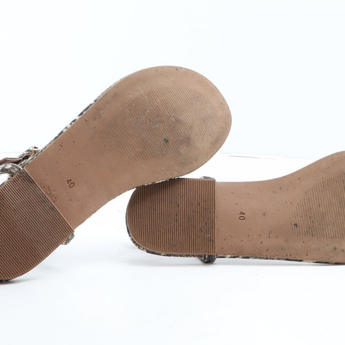 H&M Womens Brown Animal Print Synthetic Thong Sandal UK - Snakeskin Pattern UK Estimated Size 7