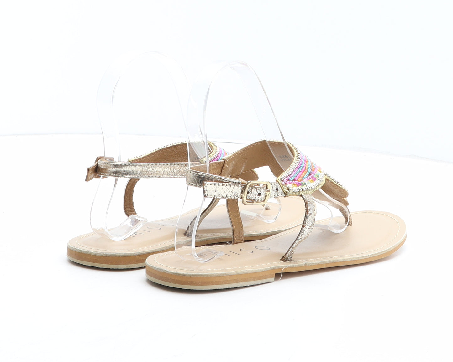 Miso Womens Multicoloured Geometric Leather Thong Sandal UK