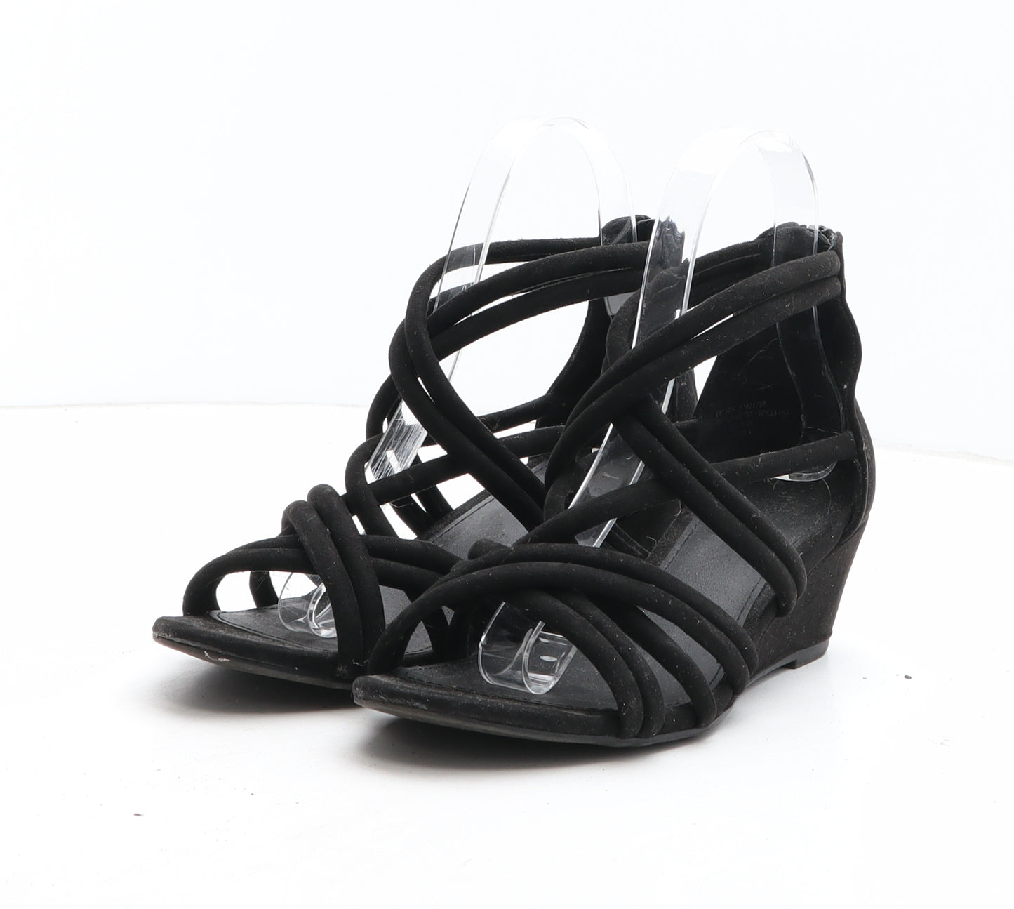 Papaya Womens Black Synthetic Strappy Heel UK
