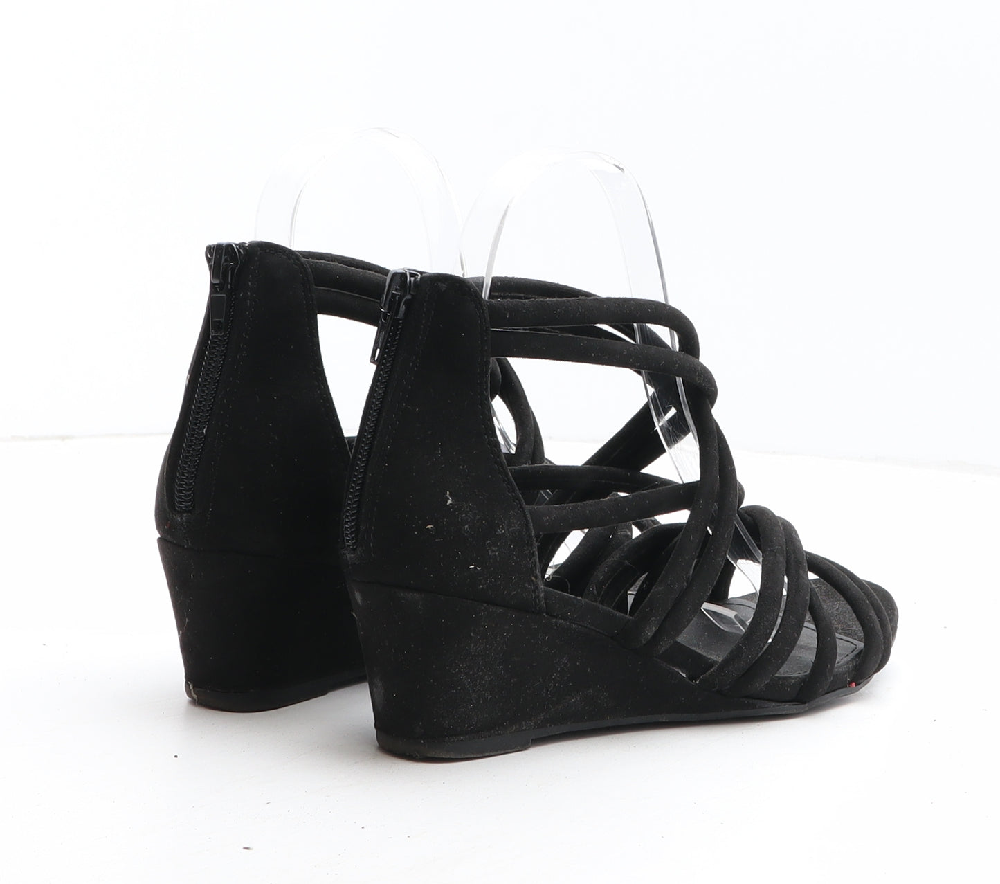 Papaya Womens Black Synthetic Strappy Heel UK