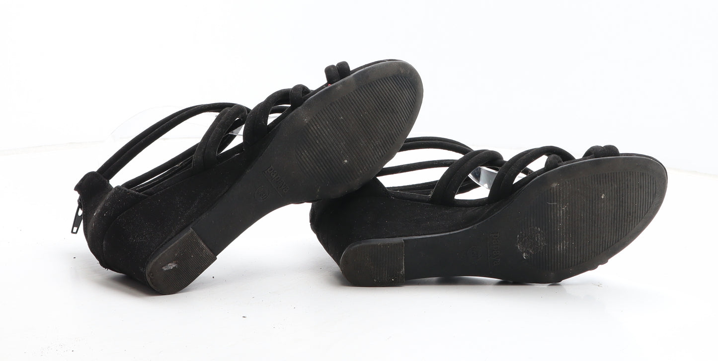 Papaya Womens Black Synthetic Strappy Heel UK