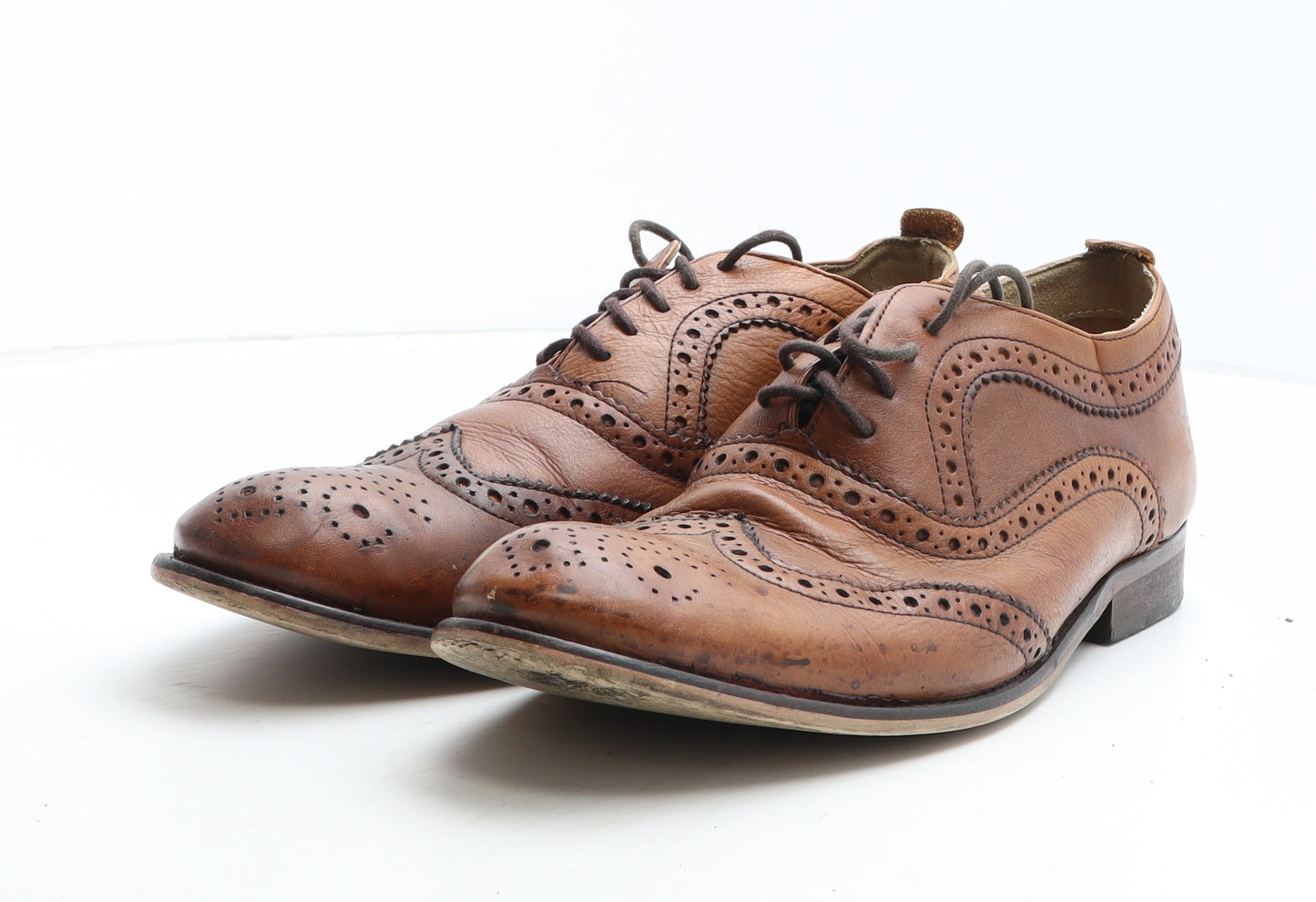 Ikon Mens Brown Leather Brogue Dress UK 12