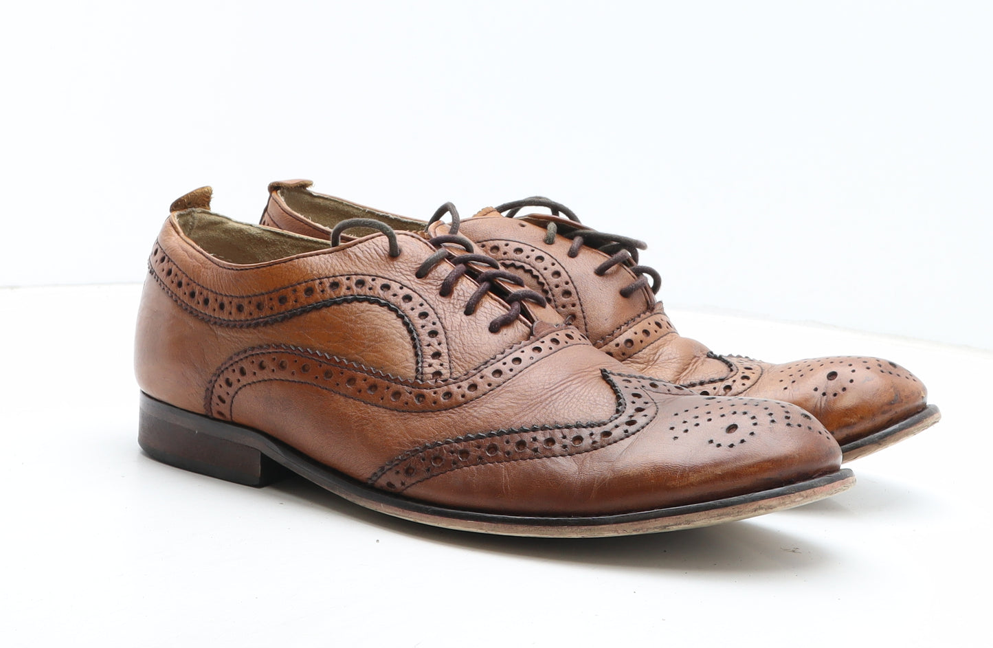 Ikon Mens Brown Leather Brogue Dress UK 12