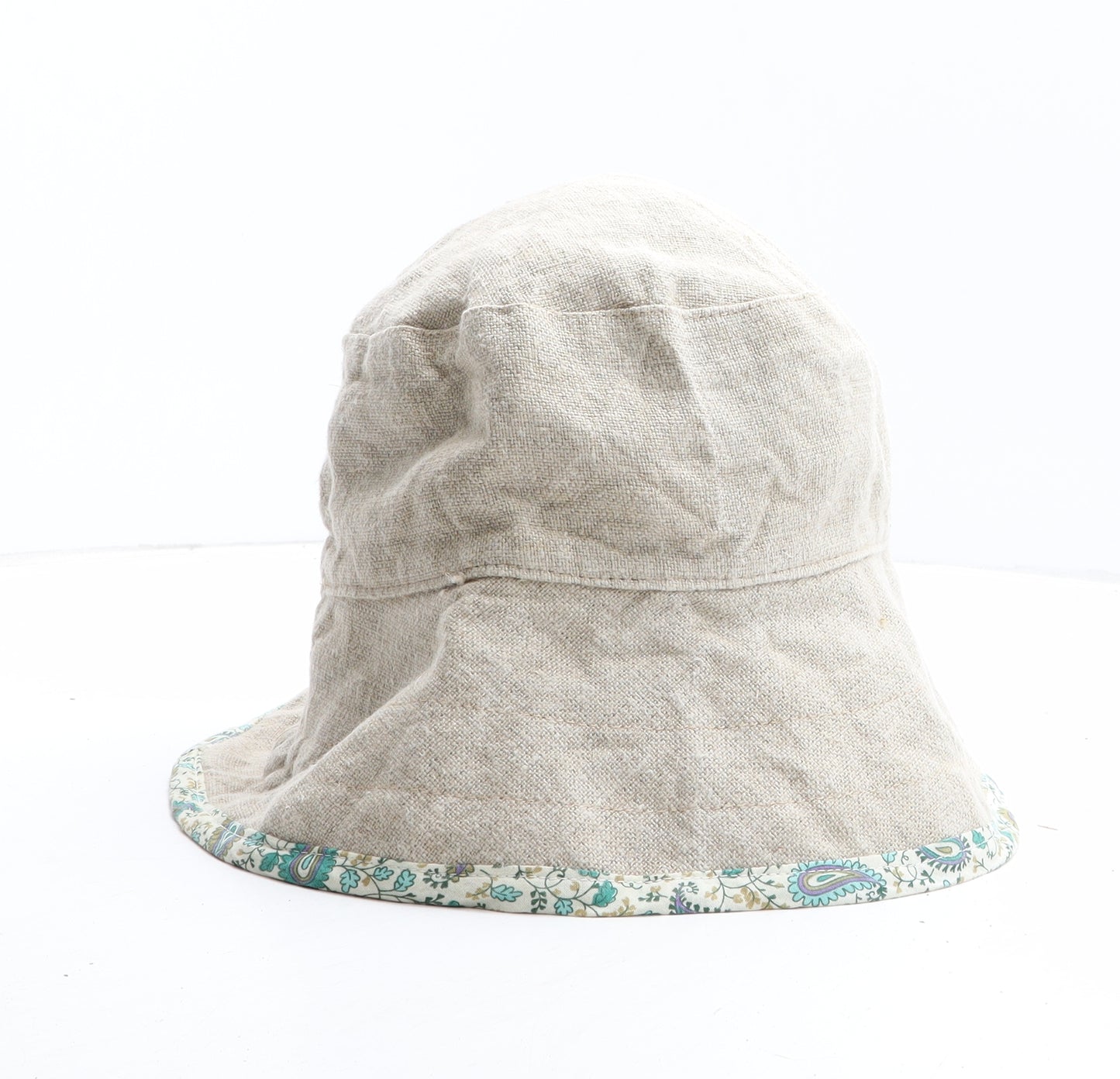 Peak And Brim Womens Beige Paisley Polyester Bucket Hat One Size