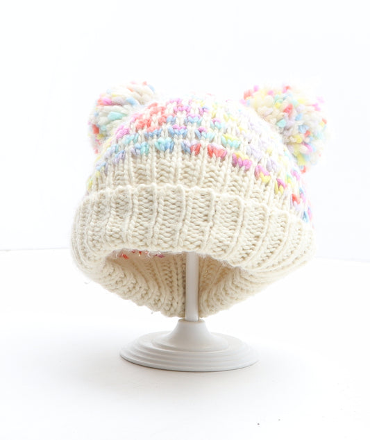 TU Girls Multicoloured Acrylic Bobble Hat One Size - UK Size 3-5 Years
