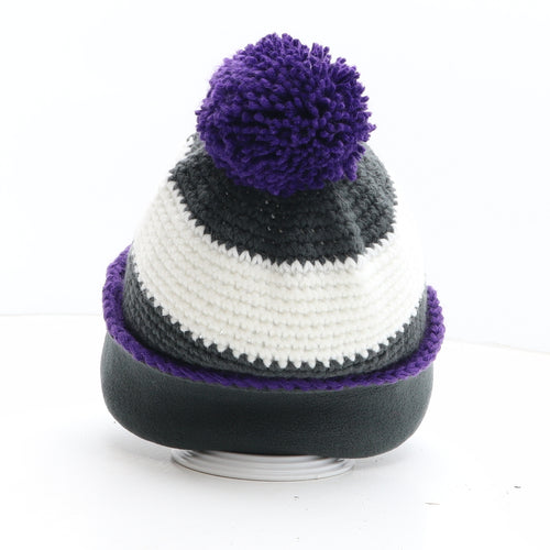 Zaini Womens Multicoloured Colourblock Acrylic Bobble Hat One Size