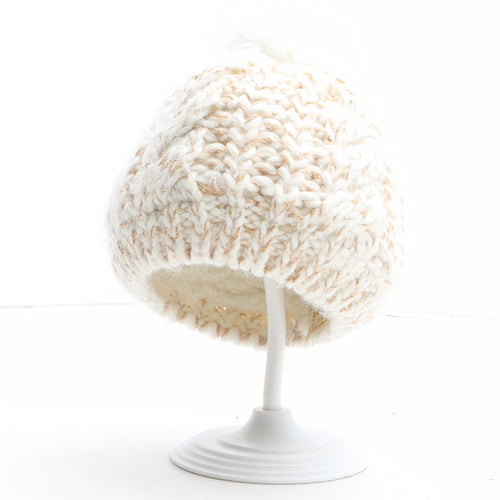 Primark Girls Beige Acrylic Bobble Hat One Size - UK Size 6-12 Months