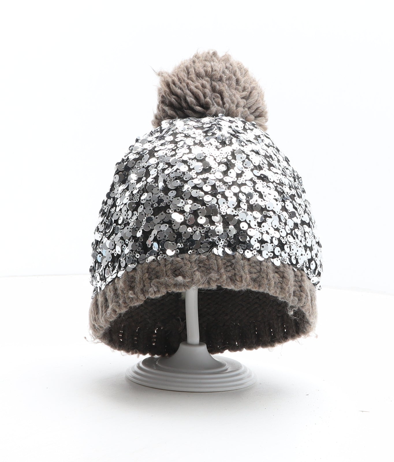 NEXT Womens Silver Acrylic Bobble Hat One Size