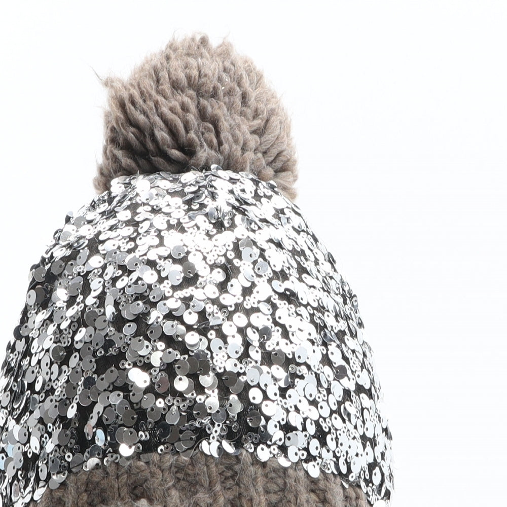 NEXT Womens Silver Acrylic Bobble Hat One Size